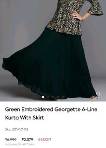 Libas Green Embroidered Peplum Top with Skirt