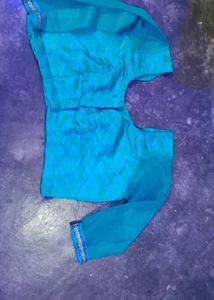 Teal Silk Blouse with Embellished Cuffs