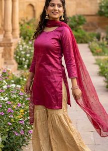 Elegant Pink Kurta Set with Sharara
