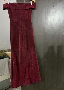 Burgundy Sparkle Off-Shoulder Dress