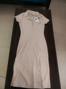 NEW ME Beige Striped Button-Up Shirt