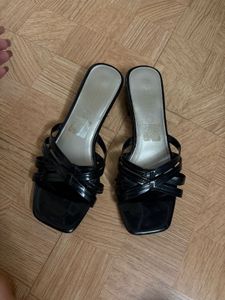 Black Strappy Square Toe Sandals