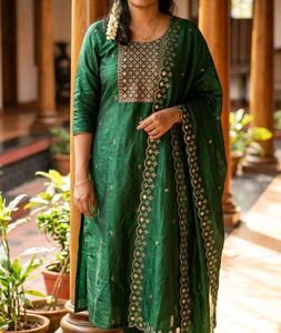 Emerald Green Embroidered Kurta Set