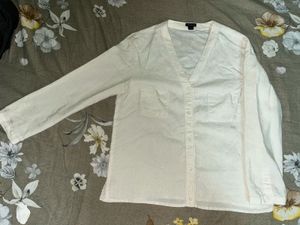 Classic White V-Neck Button-Up Top