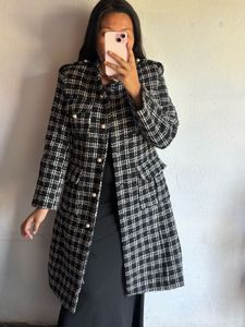 Chic Plaid Tweed Coat