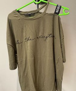 Olive Green One Shoulder T-Shirt