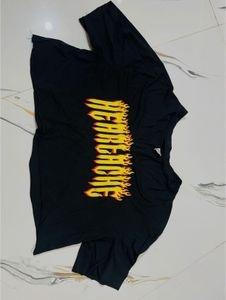 Black Flame Graphic Crop Top