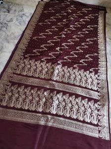 Maroon pure Banarasi Silk Saree