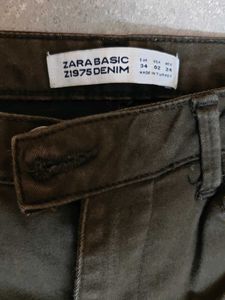 Zara Basic Stylish Women's Olive Green Moto Pants