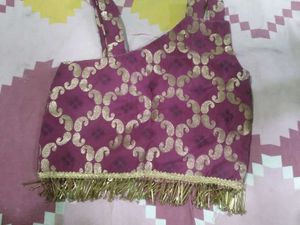 Purple &amp; Gold Embellished Crop Top