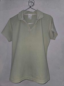 Light Green Ribbed Polo Shirt
