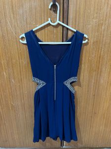 Navy Blue Embellished Mini Dress