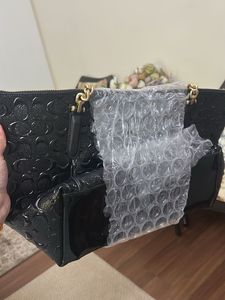 Chic Black Embossed Handbag