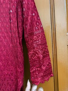 Elegant Red Embroidered Kurta