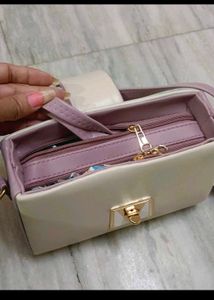Chic Cream &amp; Lilac Handbag