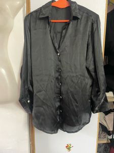 Satin Button-Up Blouse