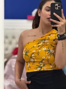 Uptownie Yellow Floral One Shoulder Top