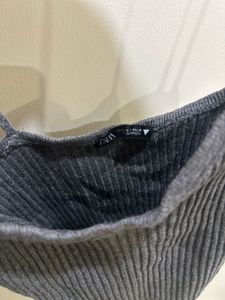 zara Ribbed Spaghetti Strap V-Neck Top