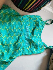 Teal Kurta with Yellow Print