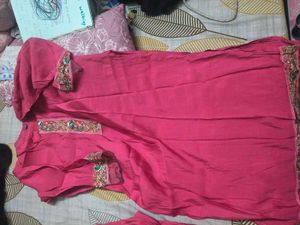 Beautiful Pink Kurta with Pants Set in XL size