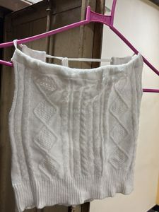 White Cable Knit Sweater Vest