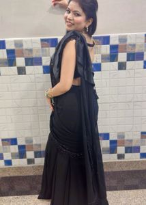 Elegant Black Sequined Saree