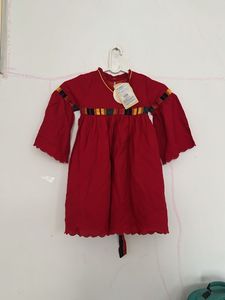 Red Embroidered Baby Girl Dress