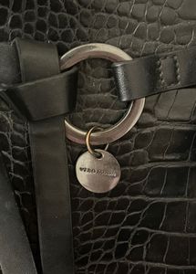 Vero Moda Black Croc-Embossed Shoulder Bag