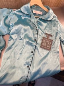 Satin Pajama Set - Blue