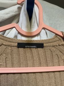 Camel Ribbed Knit Midi Dress