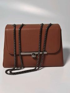 Brown Crossbody Bag with Chain Strap