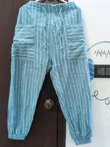 Striped Blue Cotton Pants