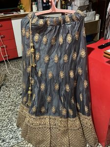 Exquisite Embroidered Grey Lehenga Skirt