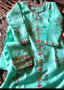 Aqua Blue Floral Kurta