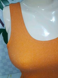 (200)Sparkly Orange Tank Top