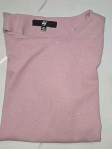 Mauve Shimmer Top with Laser-Cut Floral Slee