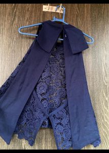 Elegant Navy Lace Blouse