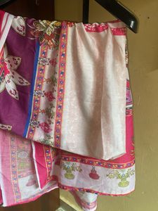Embroidered Kurta with soft printed duptta