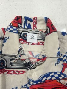 Boys Car Print Shirt &amp; Denim Shorts Set