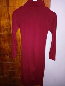 Women's Burgundy Turtleneck Dress