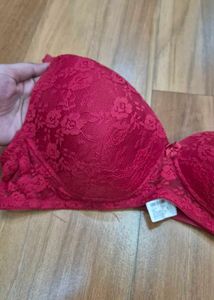 Red Lace Padded Bra shyla by pantaloons