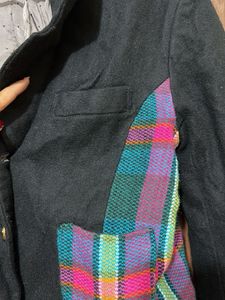 Stylish Plaid Accent Cropped Blazer