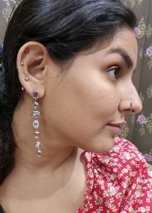 Anti tarnish Elegant Multi-Gemstone Drop Earrings