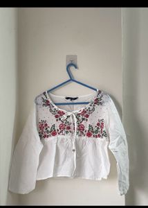 White Peplum Top