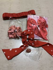 Red Satin Hair Accessories Set