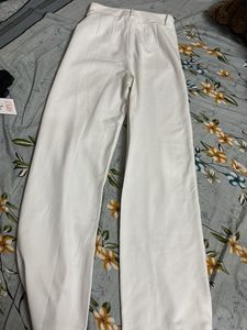 Women's White High-Waisted Wide-Leg Pants