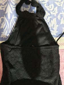 Elegant Black Halter Neck Dress