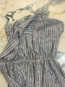 Casual Striped Button-Up Shirtdress