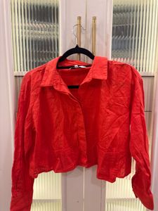 Vibrant Red Cropped Shirt