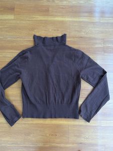 Brown Knit Button-Up Cardigan